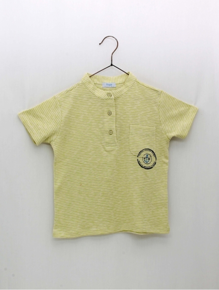 T-shirt listras pescoço mao