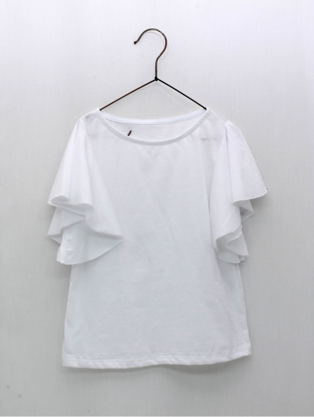 White ruffle sleeve t-shirt