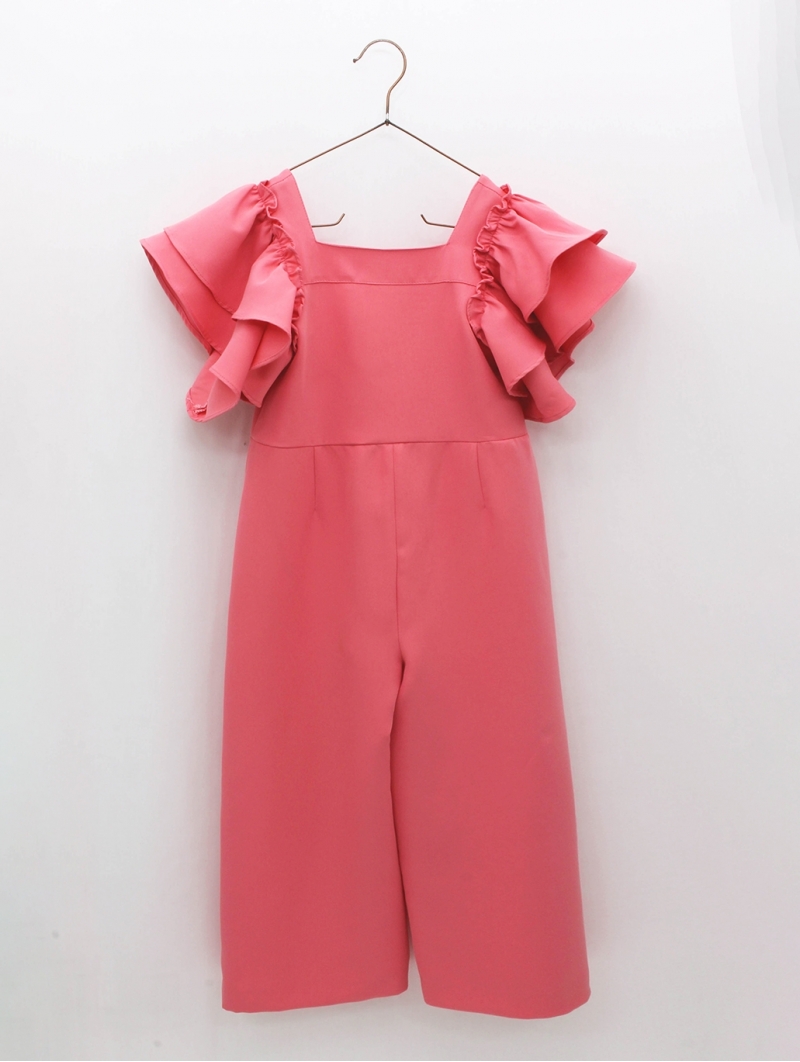 Pink jumpsuit with ruffles