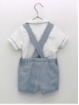 Camisa e calça falsa liso com tirantes