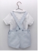 Conjunto blusa y pantalón tirantes de rayas