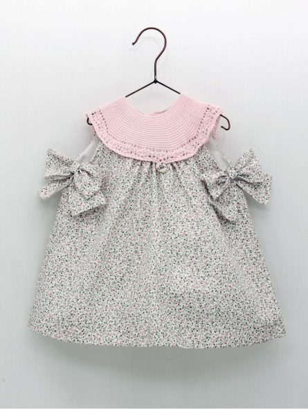 Vestido cuello punto flor liberty