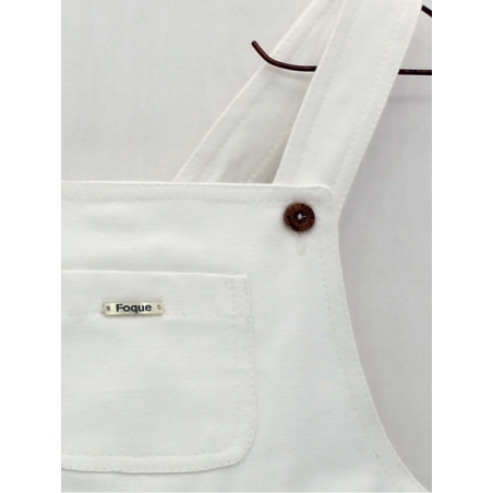 White canvas dungarees with straps