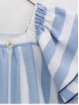 Striped dress with double flounce sleeves