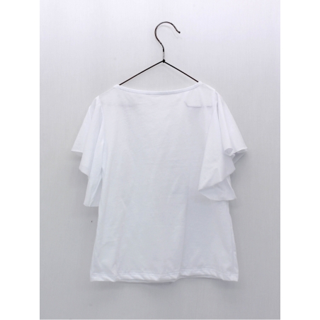 T-shirt branca manga volante