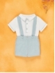 Camisa y pantalón falso liso con tirantes