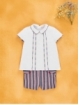 Camisa bebé e calça curta listras