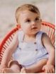 Romper with suspenders sersucker