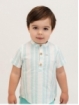 Striped mandarin collar shirt