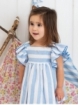 Vestido listras manga com volantes