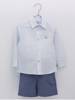 Camisa milrayas y pantalón corto lino