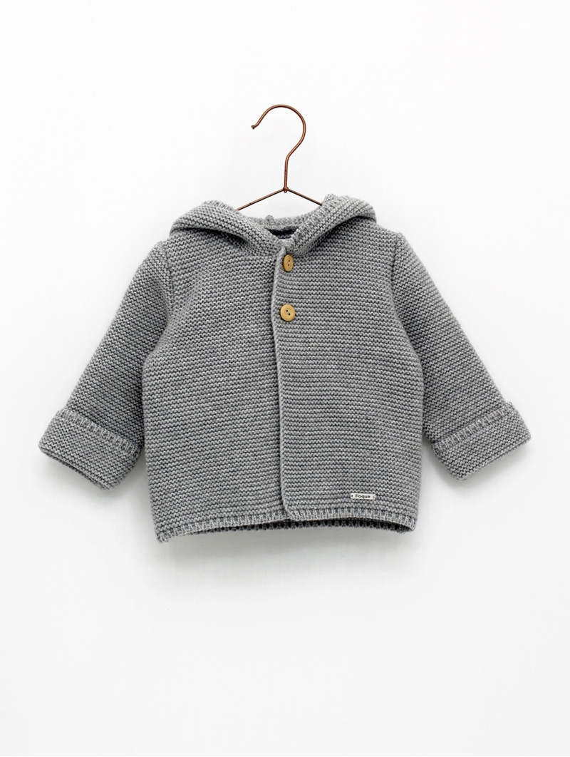 Knitted trench coat with hood