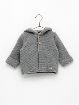 Knitted trench coat with hood