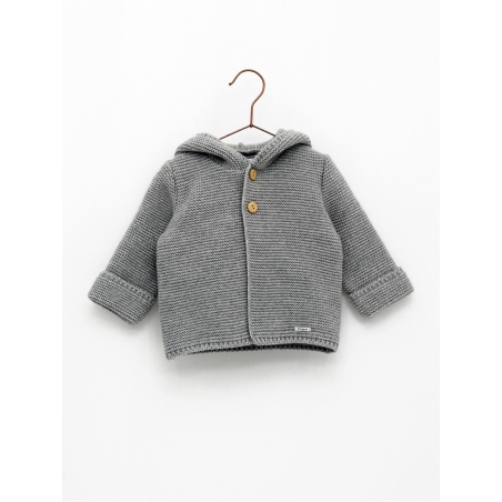 Knitted trench coat with hood