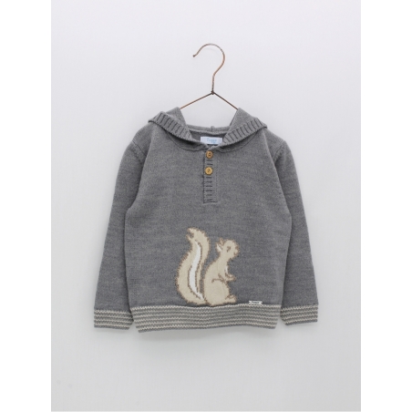 Camisola capucha com desenho ardilla