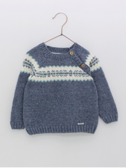 Flecked jumper with fretwork