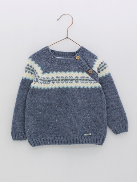 Flecked jumper with fretwork