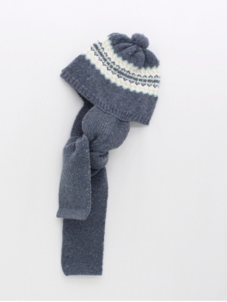 Hat and scarf with fretwork