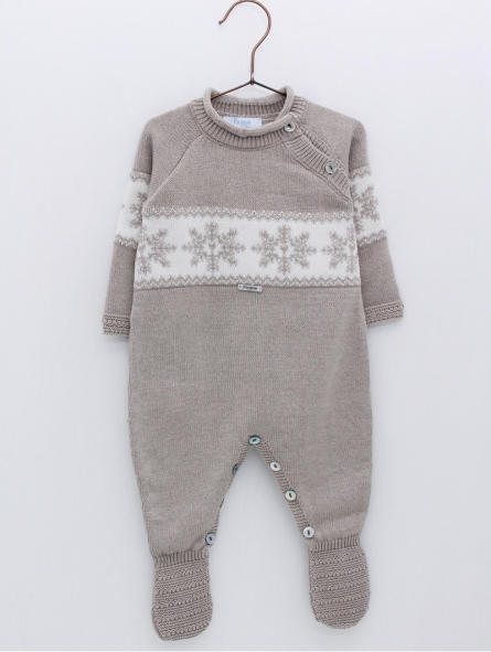 Knitted romper with fretwork