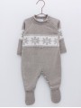 Knit romper with fretwork