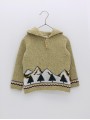 Hooded jumper with fretwork