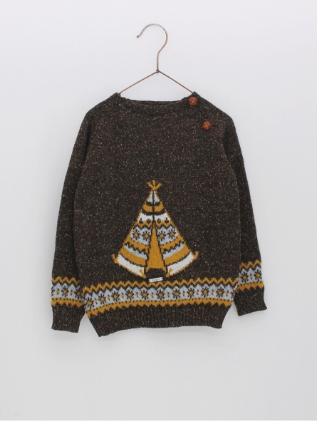 Jumper with teepee design and fretwork