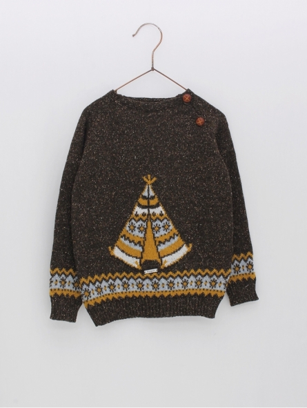 Teepee and fretwork drawing sweater