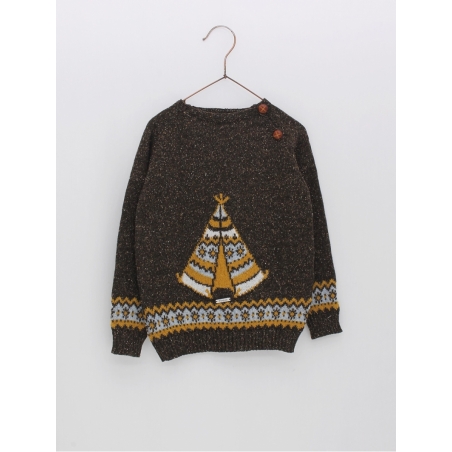 Teepee and fretwork drawing sweater