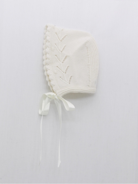 Openwork knit bonnet