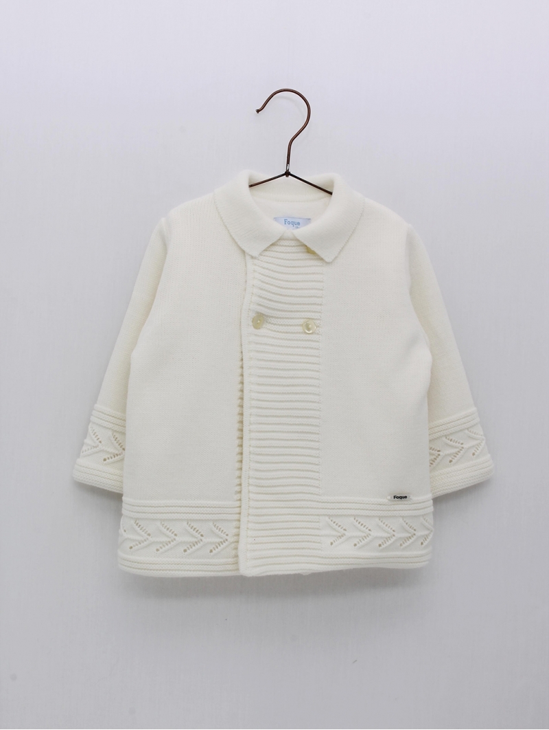 Knitted duffle coat with openwork