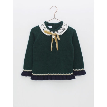 Girl's guipure collar sweater