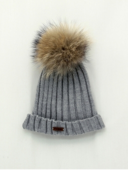 Gorro pompón cabelo natural