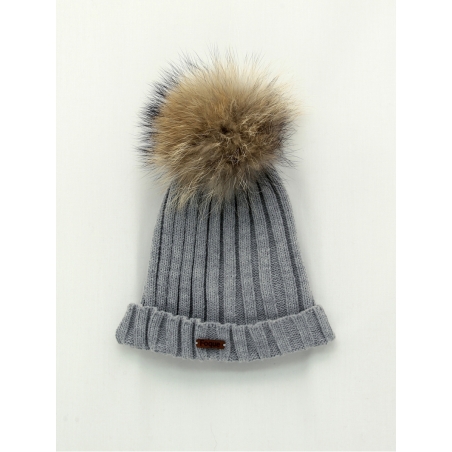 Natural fur pompom hat