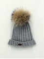 Natural fur pompom bonnet