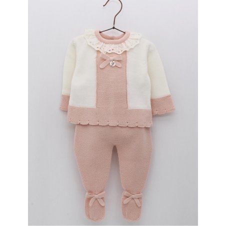 Conjunto niña de punto bicolor
