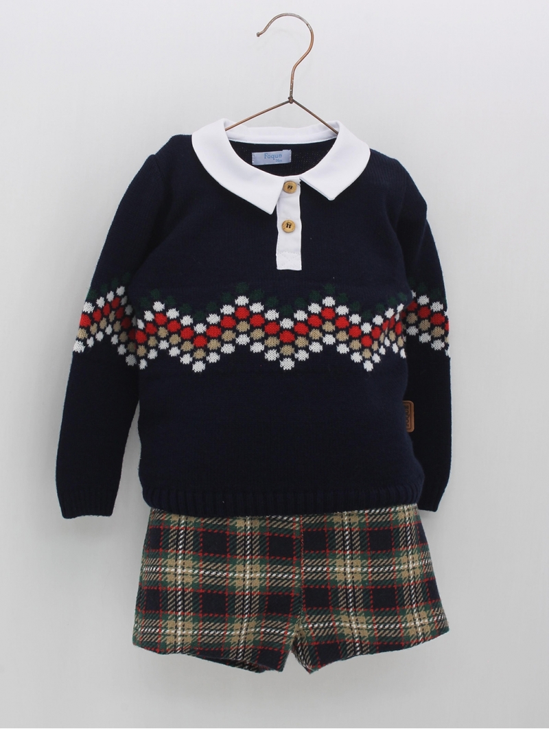 Tartan jumper and shorts