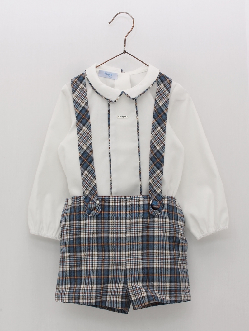 Baby boy s set with suspenders shorts and shirt
