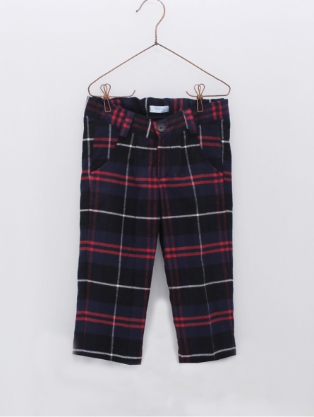 Long chequered trousers