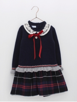 Royal knit and fabric dress