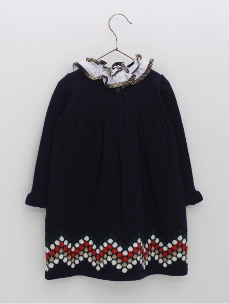 Knit dress with fretwork