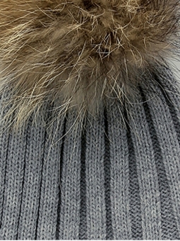 Natural fur pompom bonnet