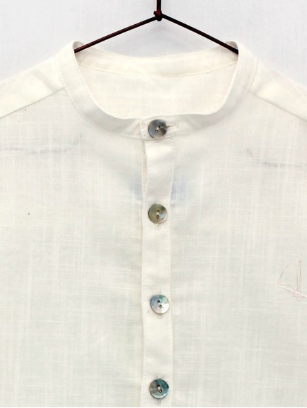 Mandarin collar shirt in ecru