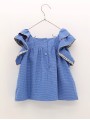 Gingham chequered blue blouse