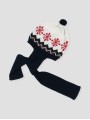 Pompom hat with snowflake Greek key