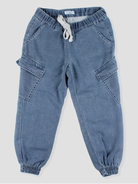 Calça vaqueiro longo jogger cargo