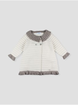 Ruffle collar knitted coat