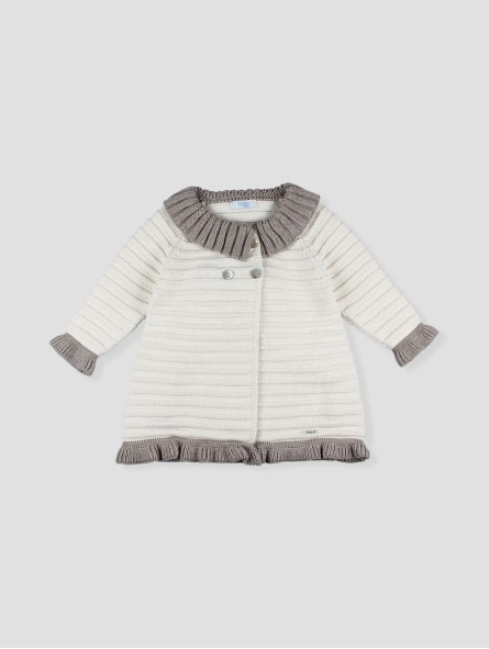Ruffle collar knitted coat