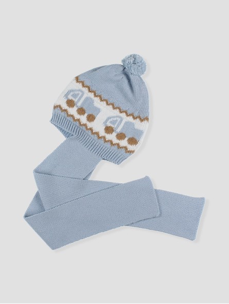 Camión pompom hat and scarf