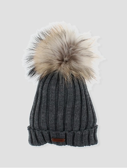 Hat with fur pompom
