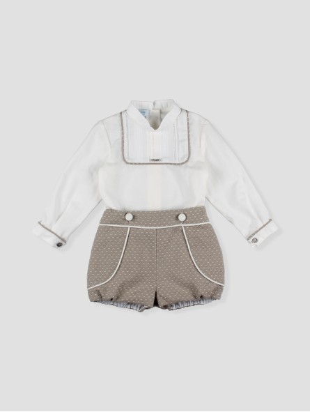 Batiste blouse and pleated shorts set